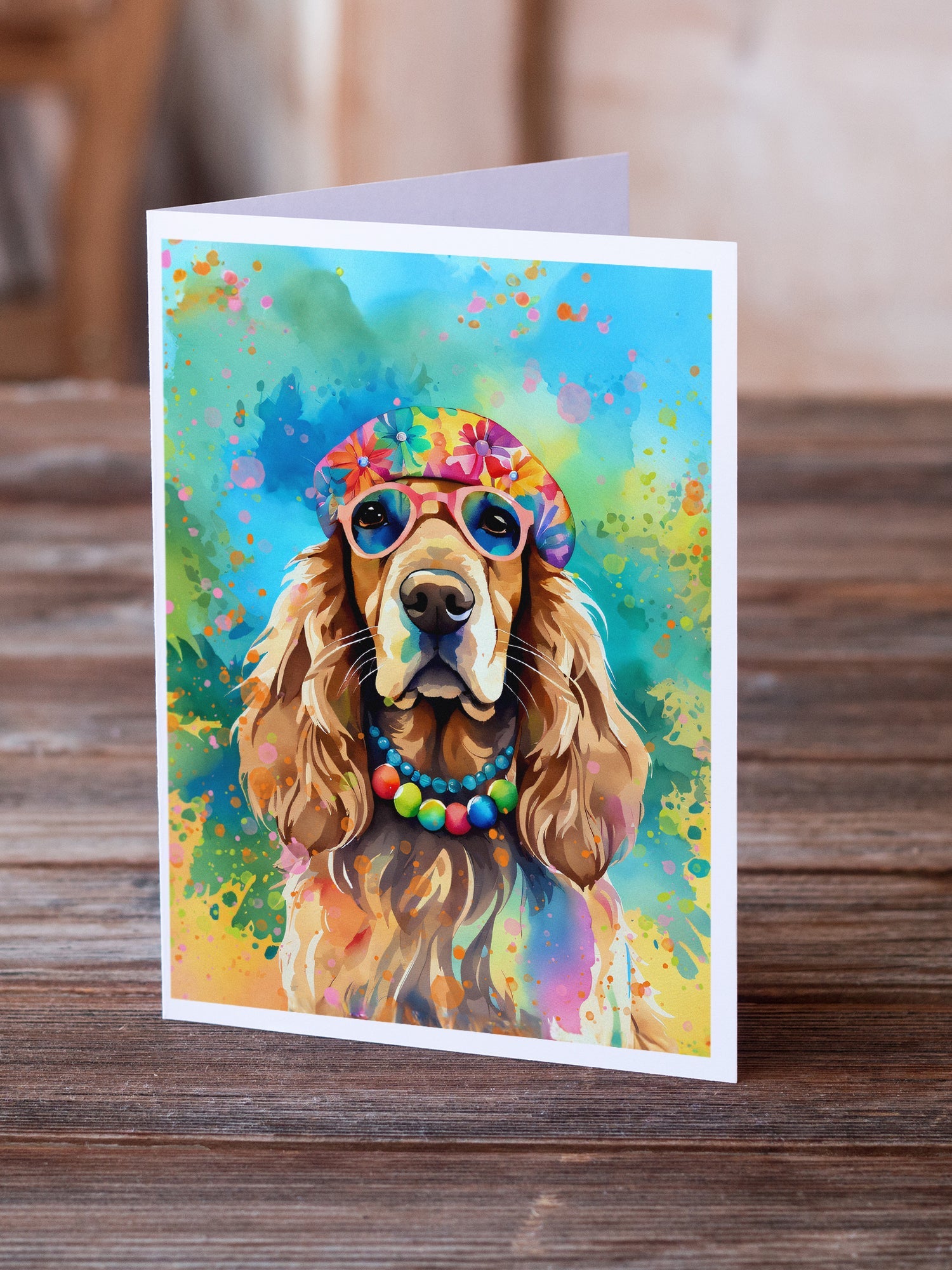 Cocker Spaniel Hippie Dawg Greeting Cards Pack of 8 Blank Cards with Envelopes Whimsical A7 Size 5x7