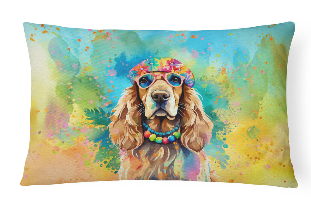 Cocker Spaniel Hippie Dawg Decorative Throw Pillow 12x16 Indoor Outdoor Accent Cushion, Fabric Cover with Insert for Sofa, Bed, Porch & Living Room