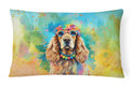 Cocker Spaniel Hippie Dawg Decorative Throw Pillow 12x16 Indoor Outdoor Accent Cushion, Fabric Cover with Insert for Sofa, Bed, Porch & Living Room