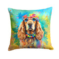 Cocker Spaniel Hippie Dawg Decorative Throw Pillow 14x14 Indoor Outdoor Accent Cushion, Fabric Cover with Insert for Sofa, Bed, Porch & Living Room
