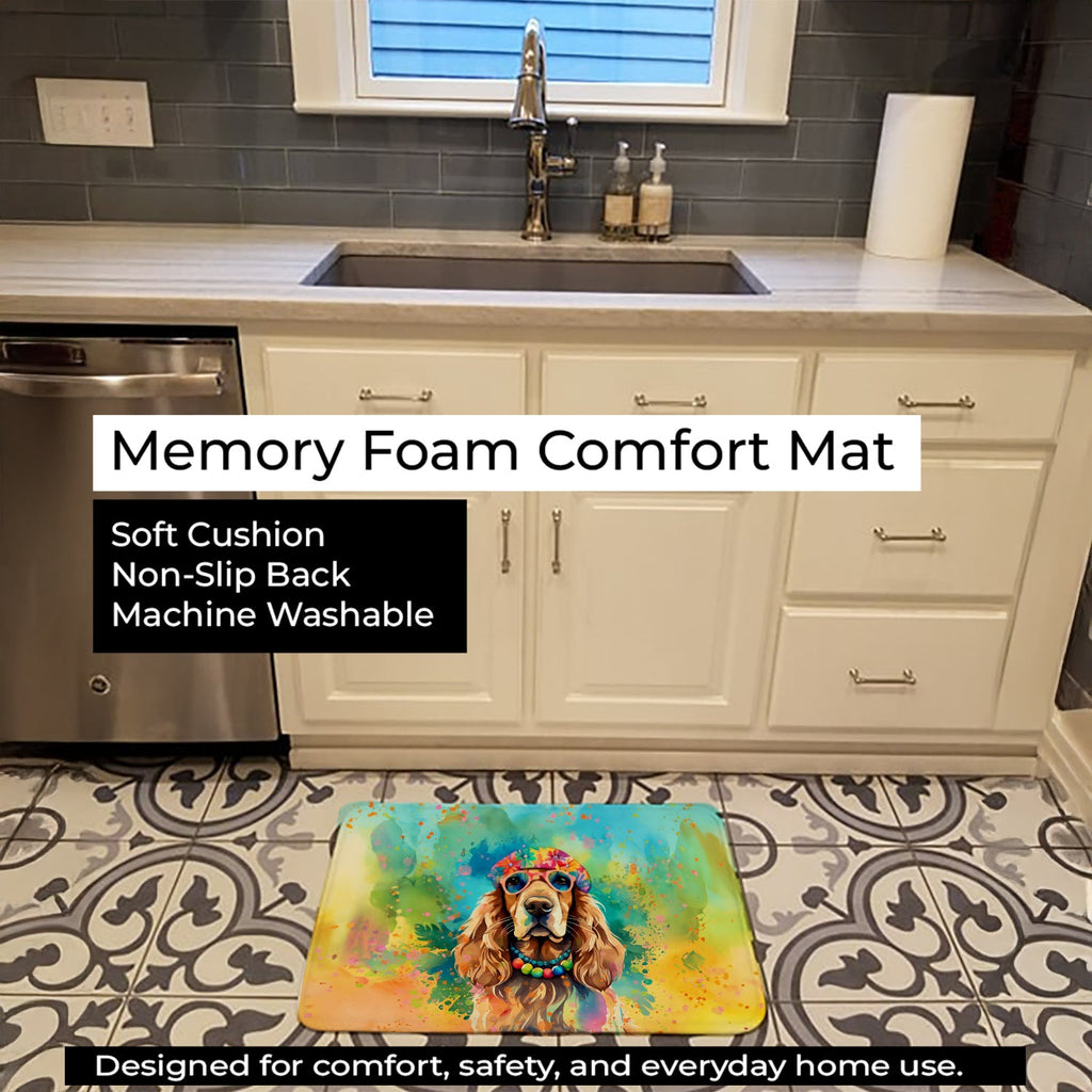 Cocker Spaniel Hippie Dawg Memory Foam Kitchen Mat Machine Washable Anti-Fatigue Cushion Comfort Bath or Kitchen Rug