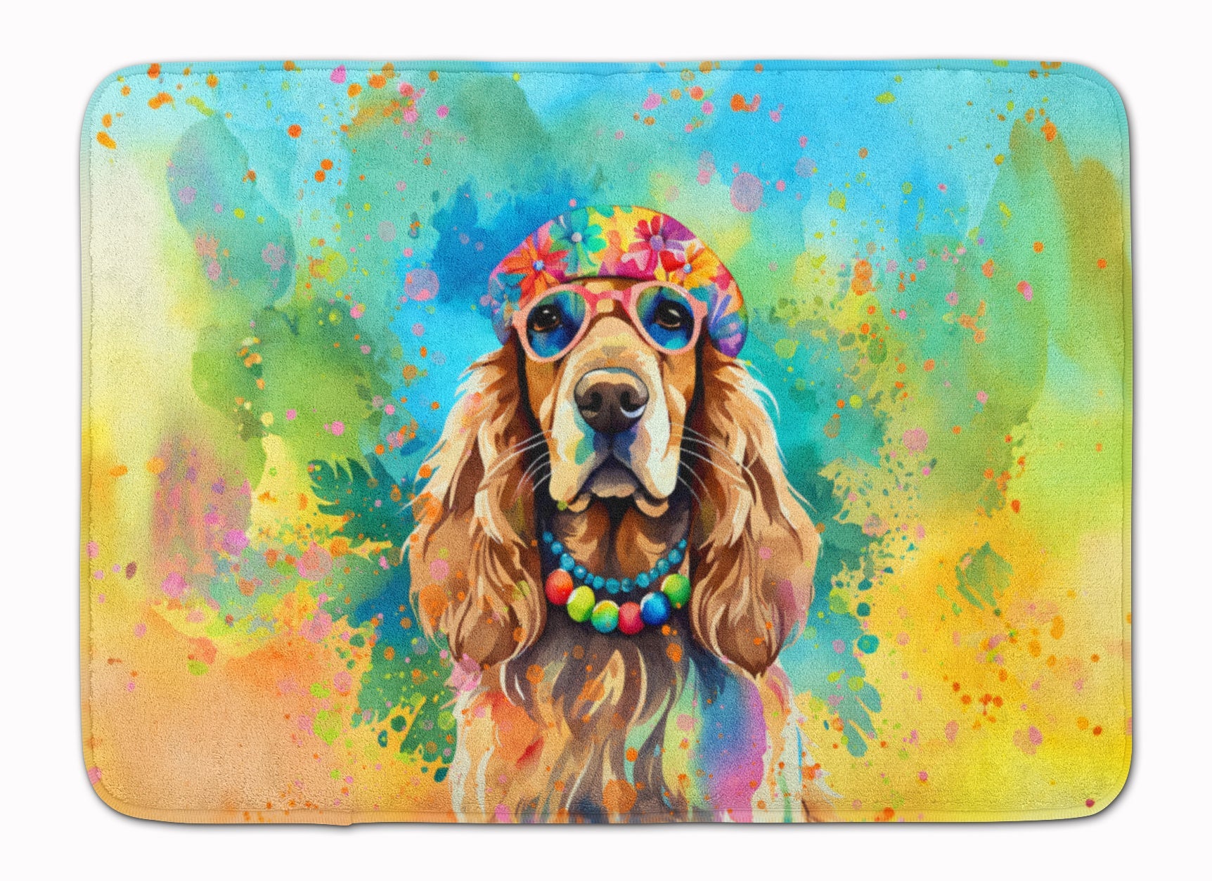 Cocker Spaniel Hippie Dawg Memory Foam Kitchen Mat Machine Washable Anti-Fatigue Cushion Comfort Bath or Kitchen Rug