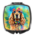 Cocker Spaniel Hippie Dawg Compact Mirror Decorative Travel Makeup Mirror for Women Girls Gifts Pocket Makeup Mirror Folding Handheld