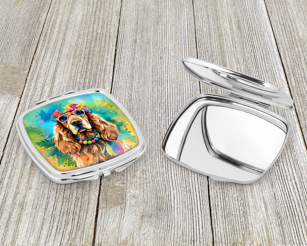 Cocker Spaniel Hippie Dawg Compact Mirror Decorative Travel Makeup Mirror for Women Girls Gifts Pocket Makeup Mirror Folding Handheld