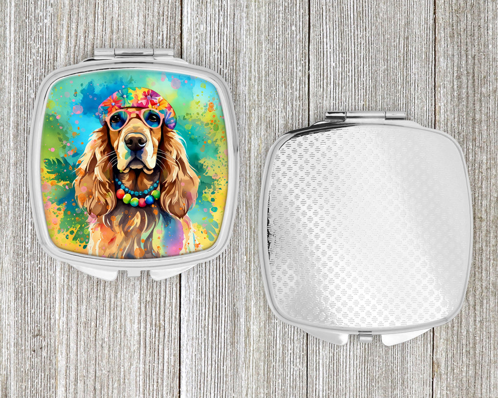 Cocker Spaniel Hippie Dawg Compact Mirror Decorative Travel Makeup Mirror for Women Girls Gifts Pocket Makeup Mirror Folding Handheld
