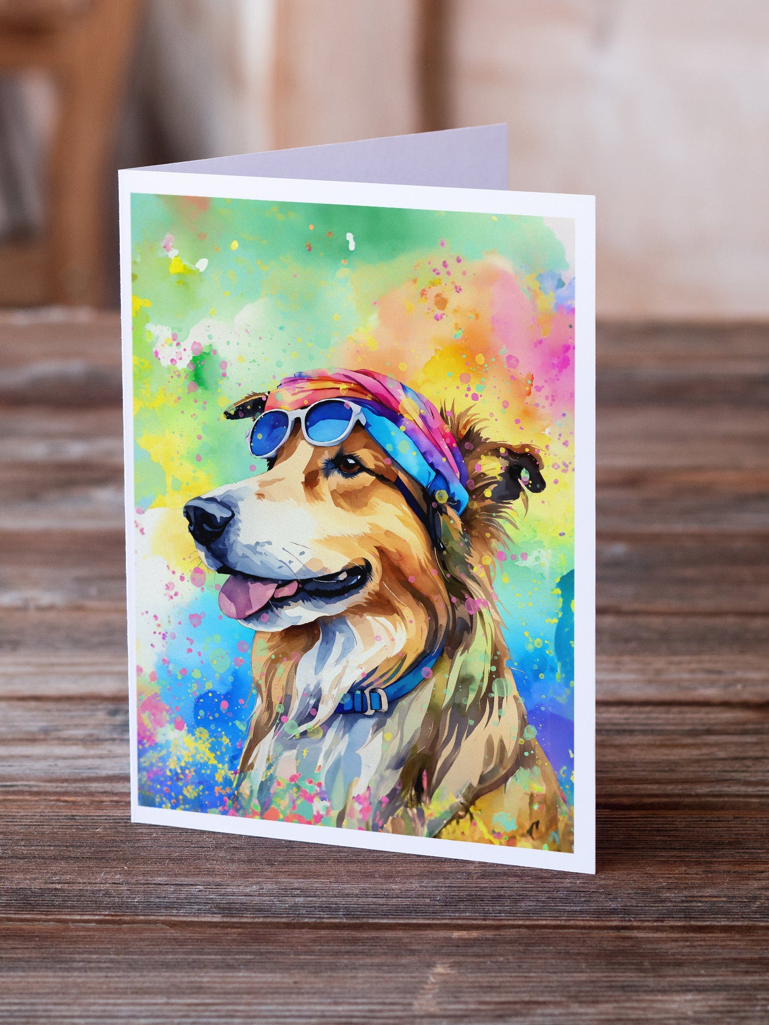 Collie Hippie Dawg Greeting Cards Pack of 8 Blank Cards with Envelopes Whimsical A7 Size 5x7