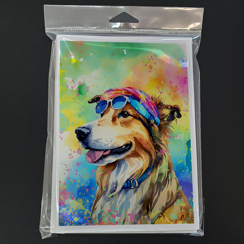 Collie Hippie Dawg Greeting Cards Pack of 8 Blank Cards with Envelopes Whimsical A7 Size 5x7