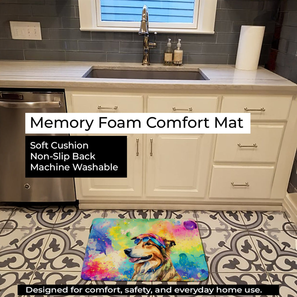 Collie Hippie Dawg Memory Foam Kitchen Mat Machine Washable Anti-Fatigue Cushion Comfort Bath or Kitchen Rug