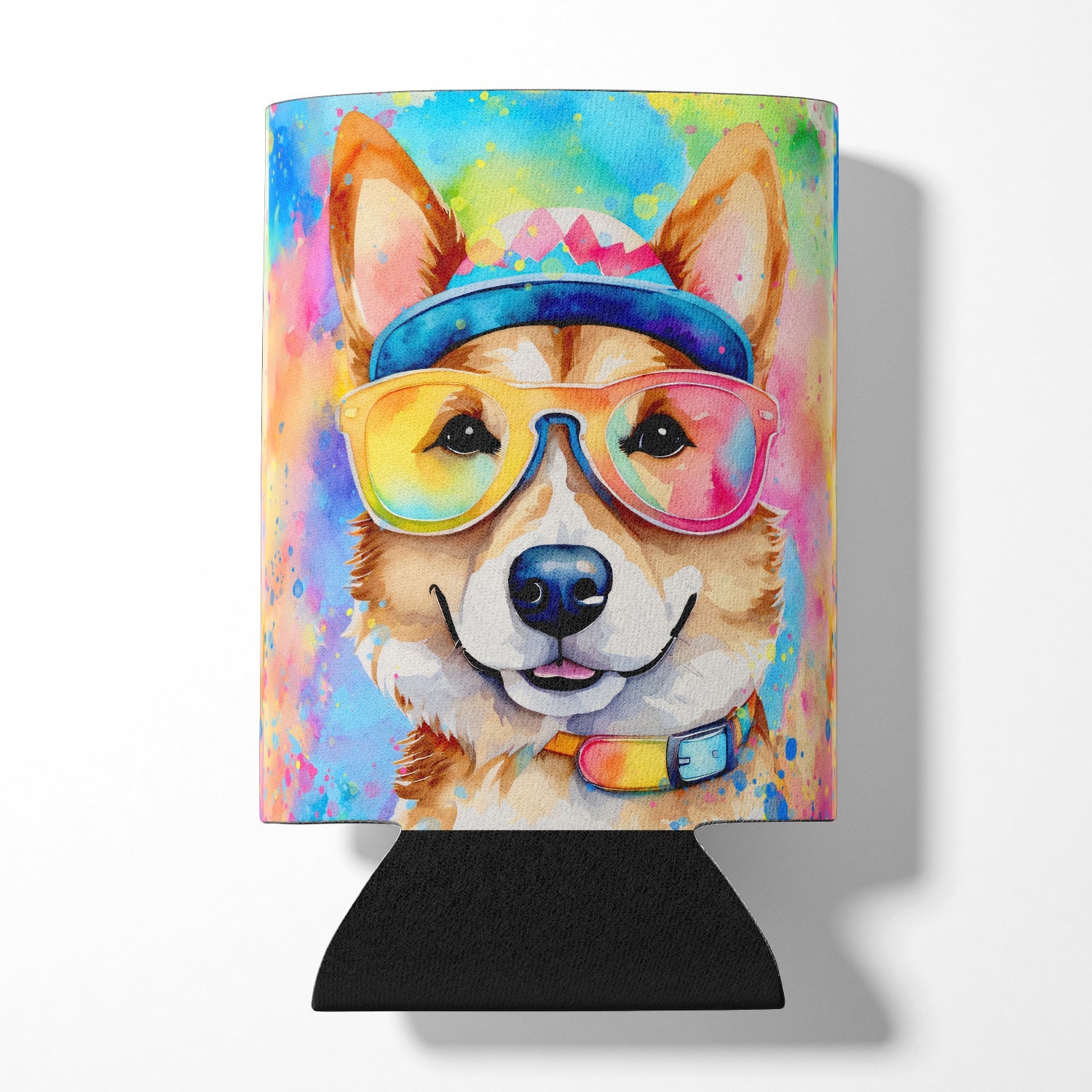 Corgi Hippie Dawg Can or Bottle Hugger Cooler Sleeve for Standard 12 oz Cans, Insulated Foam Beer & Soda Can Hugger Reusable