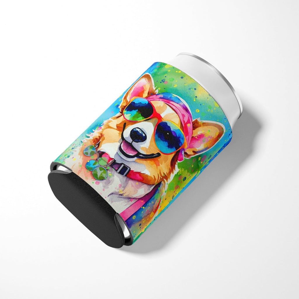 Corgi Hippie Dawg Can or Bottle Hugger Cooler Sleeve for Standard 12 oz Cans, Insulated Foam Beer & Soda Can Hugger Reusable