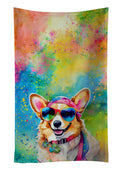 Corgi Hippie Dawg Kitchen Towel Velour Plush Front and Cotton Loop Back Machine Washable