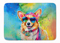 Corgi Hippie Dawg Memory Foam Kitchen Mat Machine Washable Anti-Fatigue Cushion Comfort Bath or Kitchen Rug