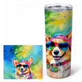 Corgi Hippie Dawg Stainless Steel Skinny Tumbler 20 oz Vacuum Double Walled Reusable Insulated Travel Cup