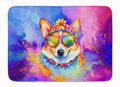 Corgi Hippie Dawg Memory Foam Kitchen Mat Machine Washable Anti-Fatigue Cushion Comfort Bath or Kitchen Rug