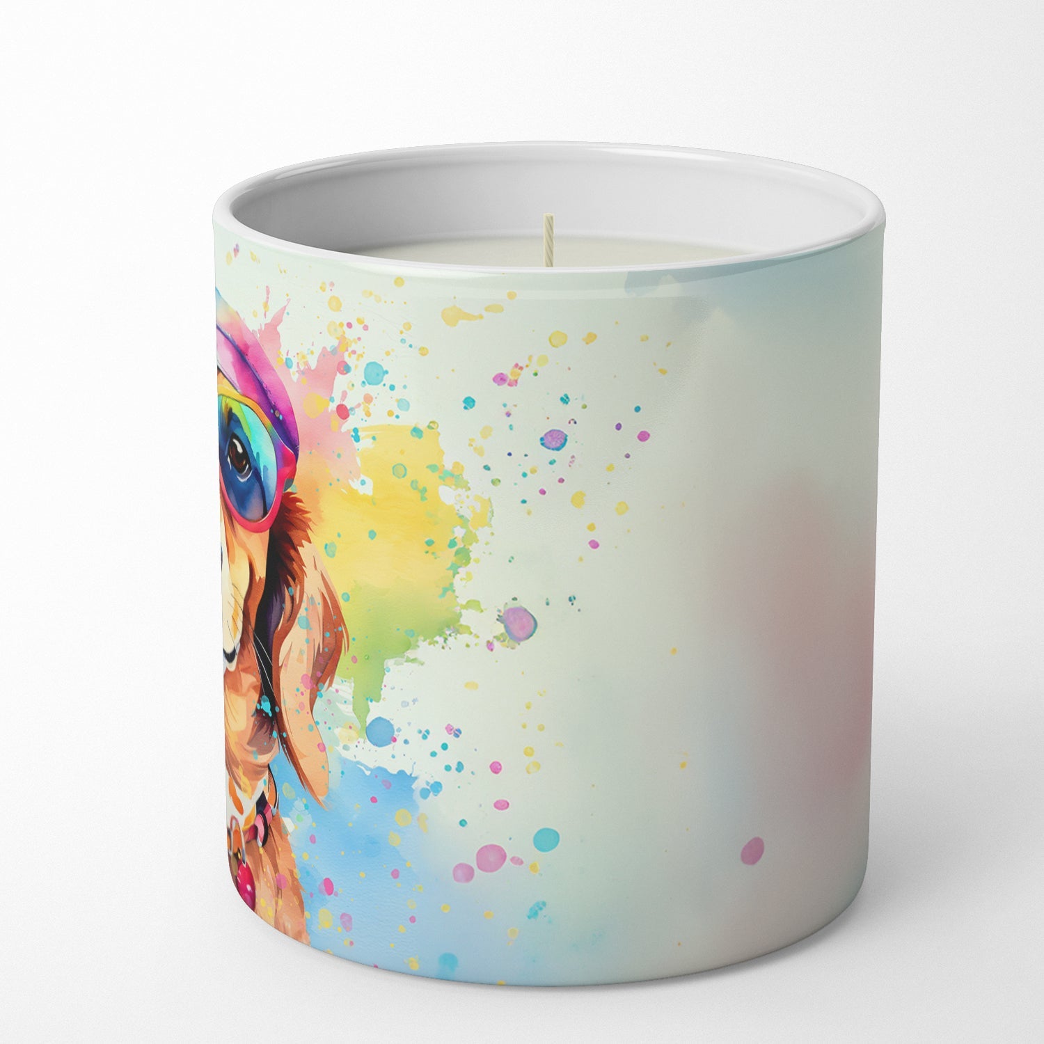 Dachshund Hippie Dawg Decorative Soy Candle Nature Soy Wax Essential Oil Home Decor Ideal for Bedroom Kitchen Bath Office Gift, 10 oz