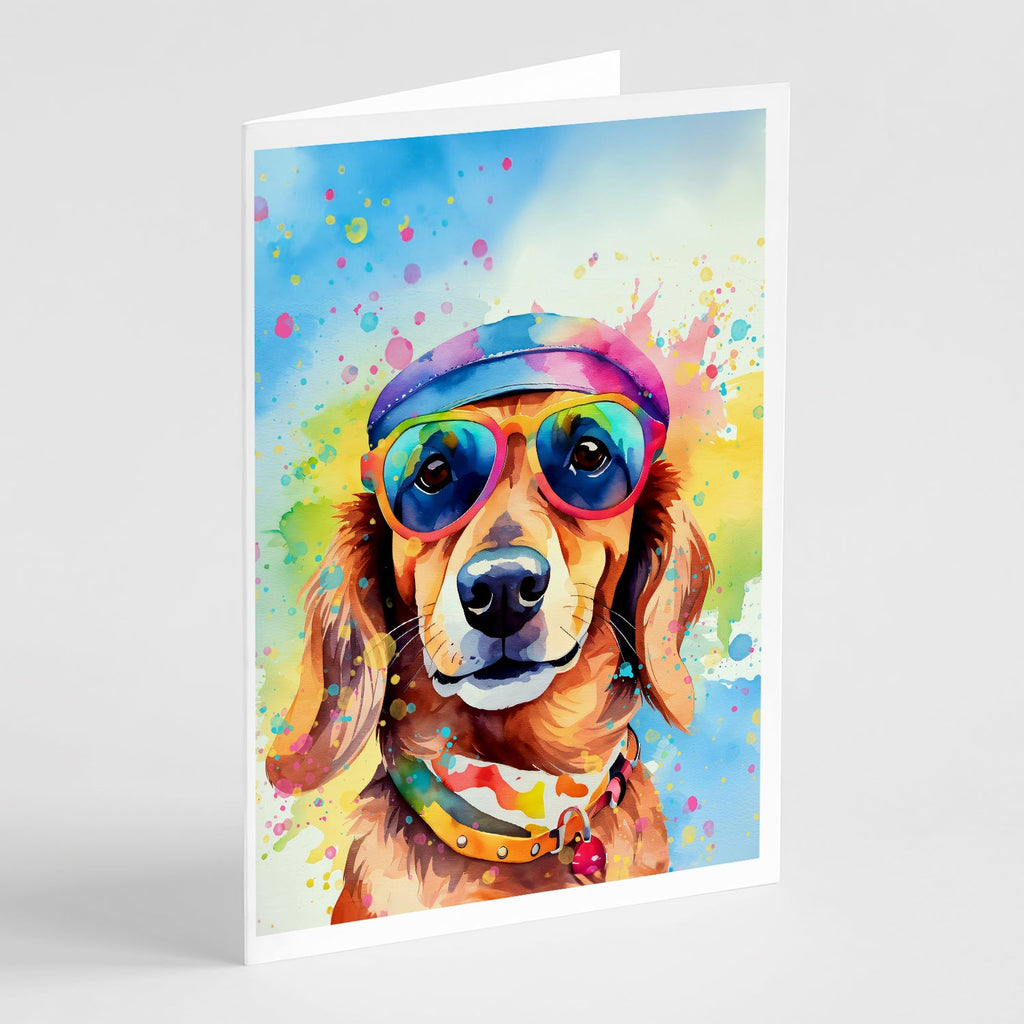 Dachshund Hippie Dawg Greeting Cards Pack of 8 Blank Cards with Envelopes Whimsical A7 Size 5x7