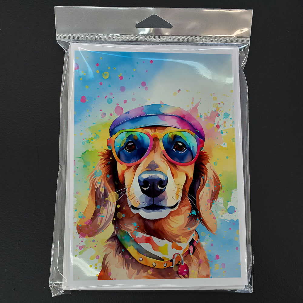 Dachshund Hippie Dawg Greeting Cards Pack of 8 Blank Cards with Envelopes Whimsical A7 Size 5x7