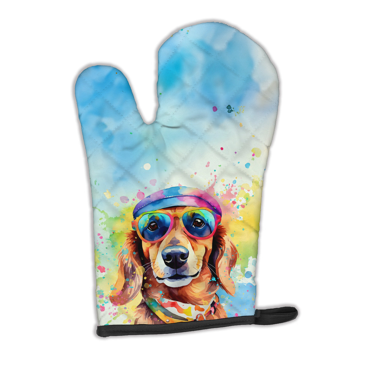 Dachshund Hippie Dawg Oven Mitt Heat Resistant Thick Oven Mitt for Hot Pans and Oven, Kitchen Mitt Protect Hands, Cooking Baking Glove