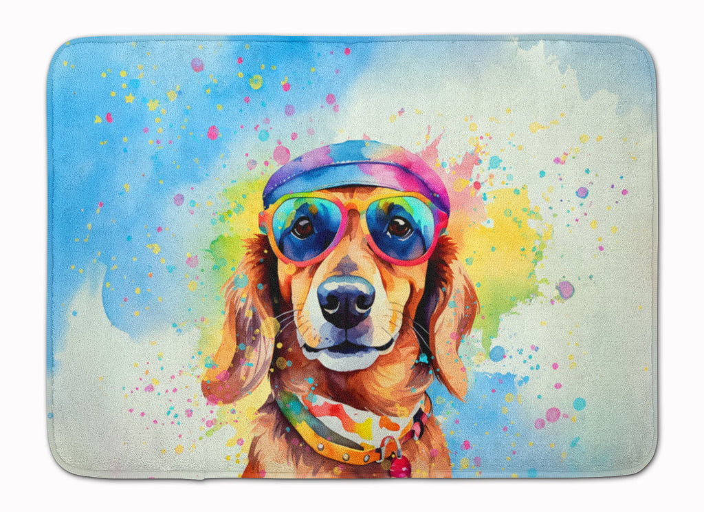 Dachshund Hippie Dawg Memory Foam Kitchen Mat Machine Washable Anti-Fatigue Cushion Comfort Bath or Kitchen Rug