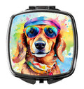 Dachshund Hippie Dawg Compact Mirror Decorative Travel Makeup Mirror for Women Girls Gifts Pocket Makeup Mirror Folding Handheld