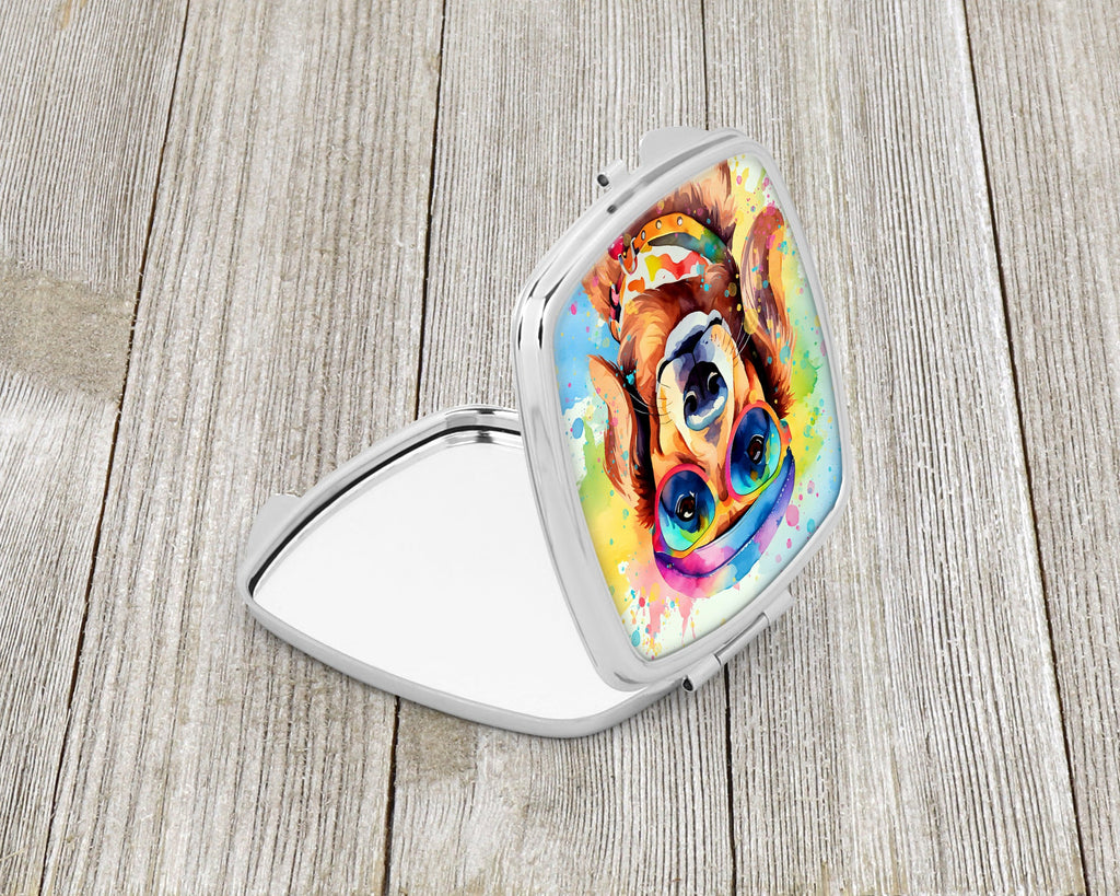 Dachshund Hippie Dawg Compact Mirror Decorative Travel Makeup Mirror for Women Girls Gifts Pocket Makeup Mirror Folding Handheld