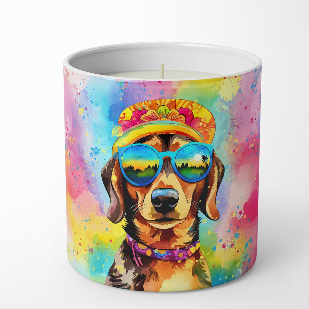 Dachshund Hippie Dawg Decorative Soy Candle Nature Soy Wax Essential Oil Home Decor Ideal for Bedroom Kitchen Bath Office Gift, 10 oz