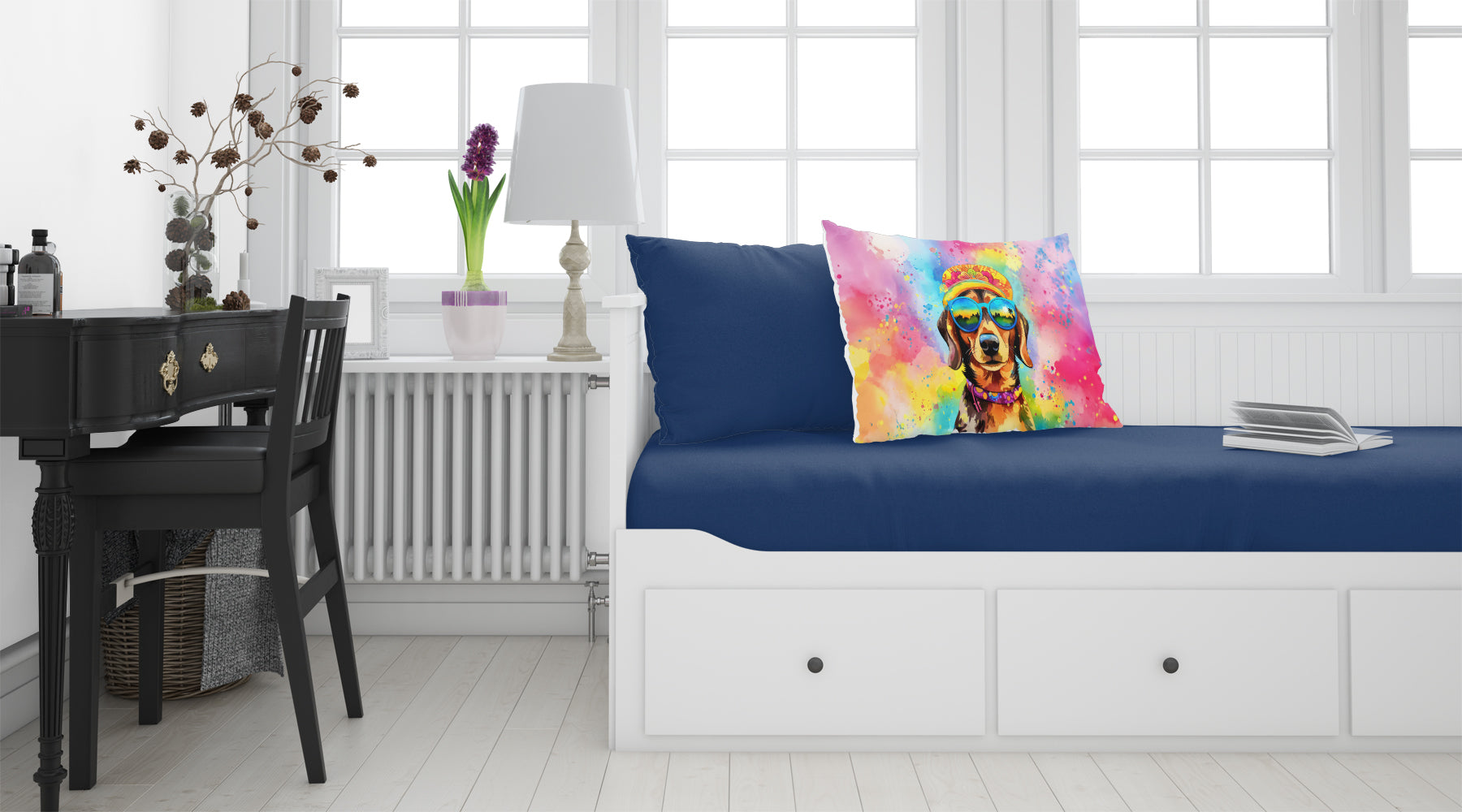 Dachshund Hippie Dawg Standard Pillowcase Lightweight Super Soft Easy Care Decorative Artwork Pillowcase, Standard