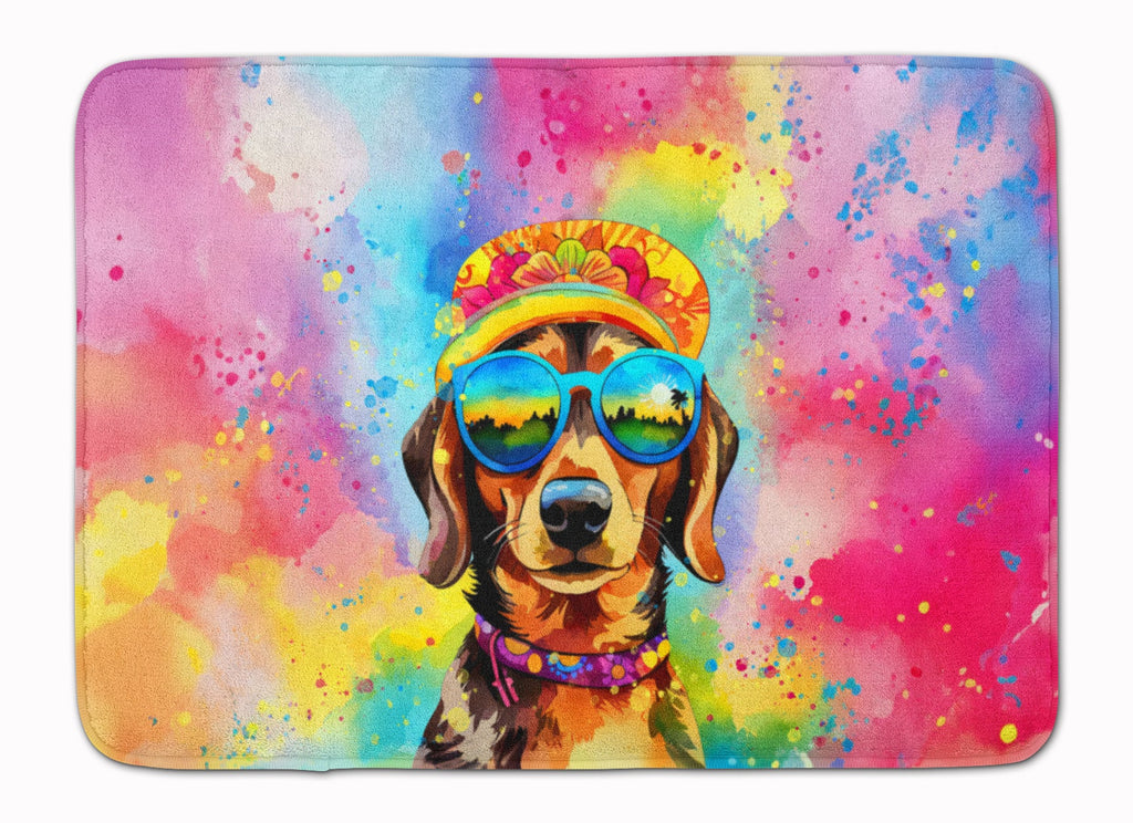 Dachshund Hippie Dawg Memory Foam Kitchen Mat Machine Washable Anti-Fatigue Cushion Comfort Bath or Kitchen Rug