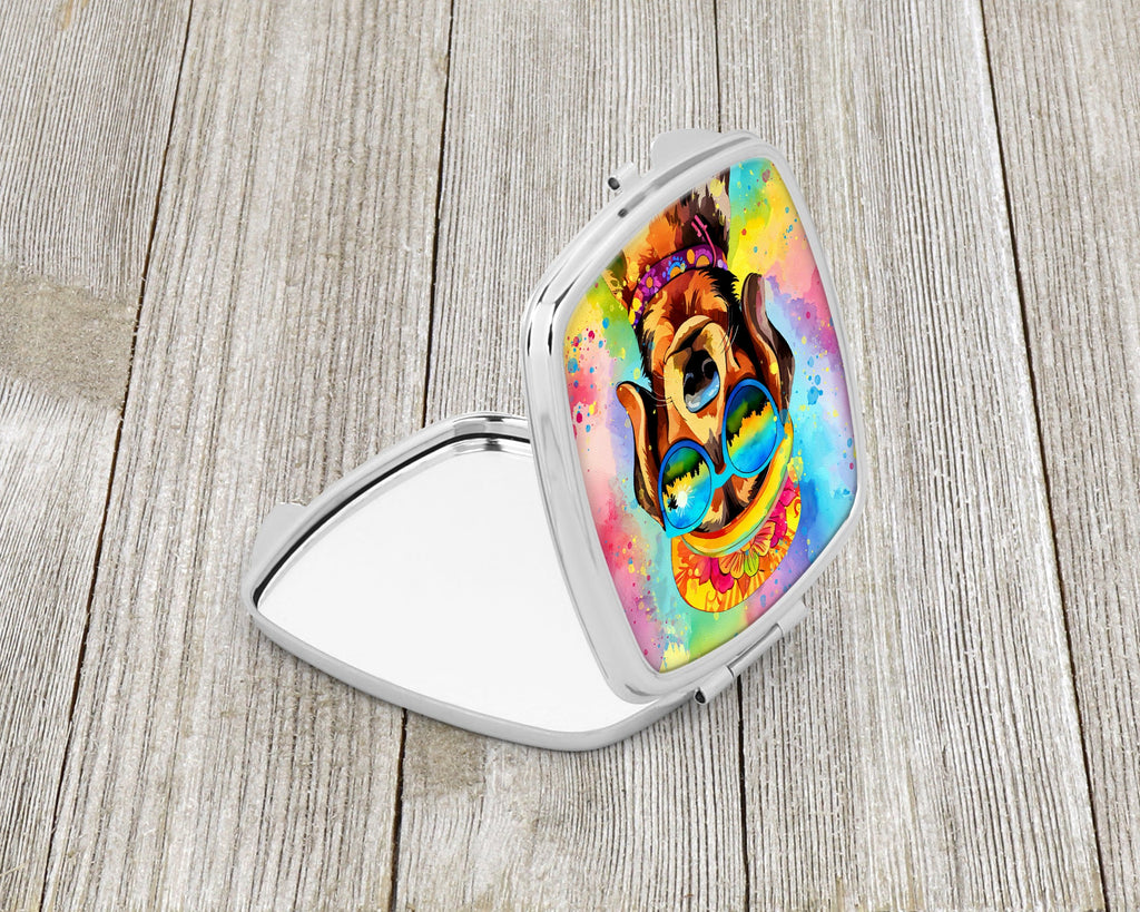 Dachshund Hippie Dawg Compact Mirror Decorative Travel Makeup Mirror for Women Girls Gifts Pocket Makeup Mirror Folding Handheld
