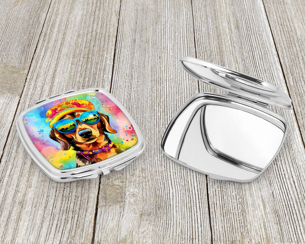 Dachshund Hippie Dawg Compact Mirror Decorative Travel Makeup Mirror for Women Girls Gifts Pocket Makeup Mirror Folding Handheld