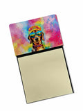 Dachshund Hippie Dawg Watercolor Sticky Note Holder Refillable Dispenser Desk Accessory 3x3 Pad Gift