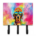 Dachshund Hippie Dawg Leash or Key Holder Wall Hooks, Coat Rack Wall Mount, for Hanging Keys, Towels, Aprons, Leashes