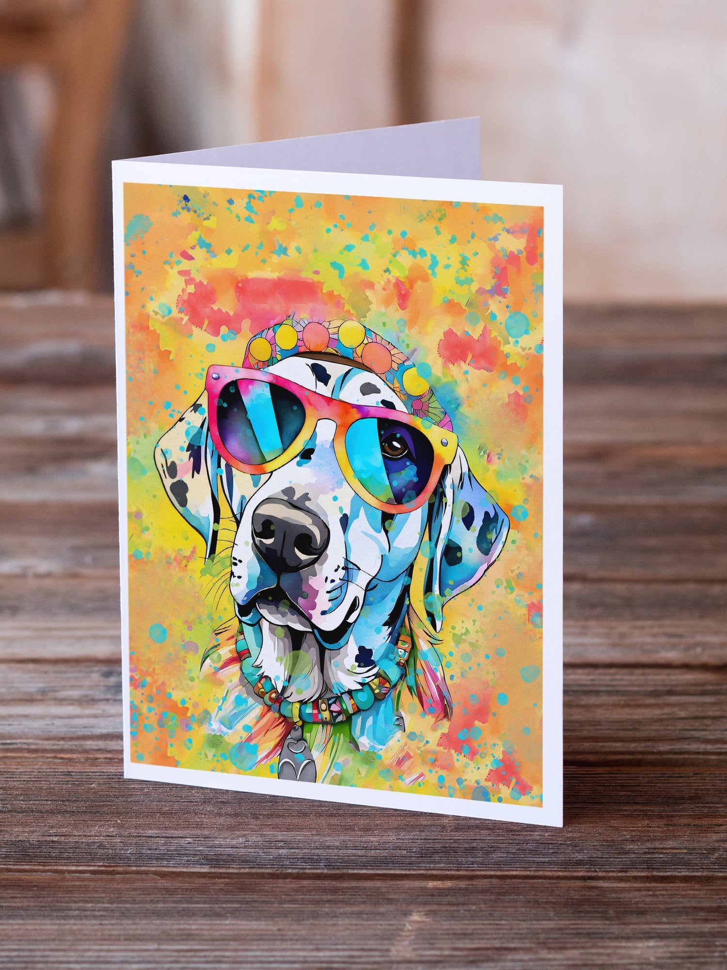 Dalmatian Hippie Dawg Greeting Cards Pack of 8 Blank Cards with Envelopes Whimsical A7 Size 5x7