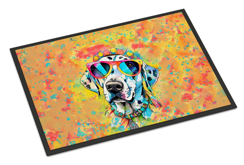 Dalmatian Hippie Dawg Doormat Indoor Outdoor 24H X 36W Front Door Mat Rugs for Entryway, Non Slip Washable Low Pile,