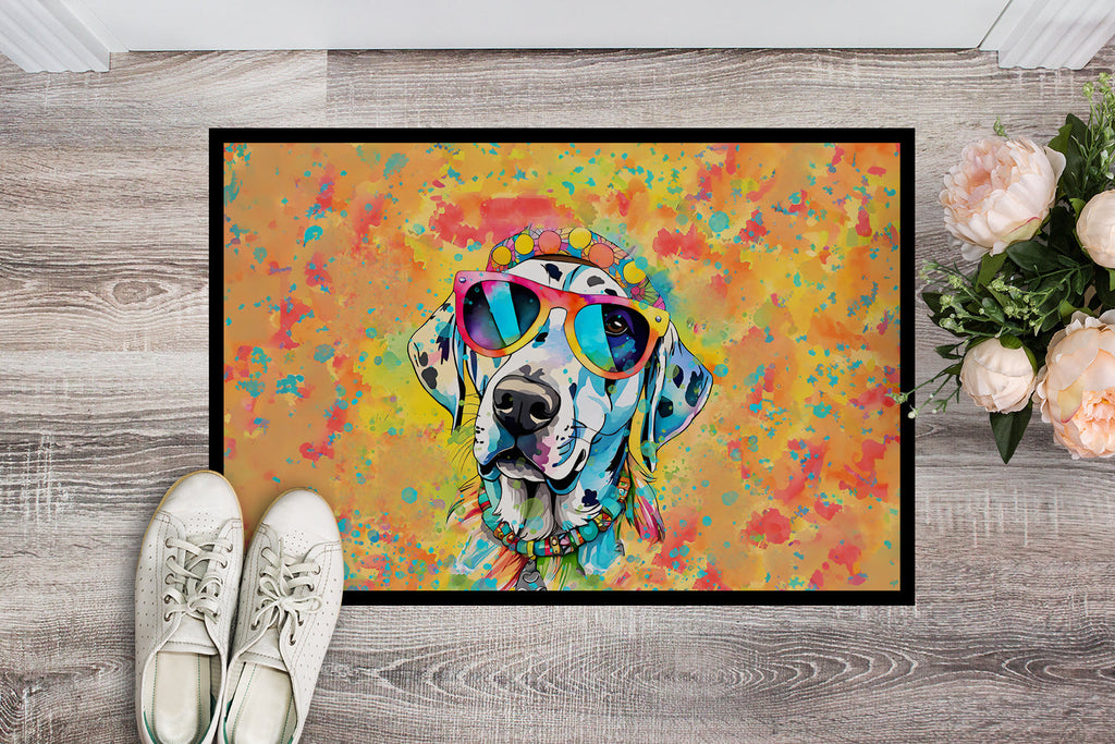 Dalmatian Hippie Dawg Doormat Indoor Outdoor 24H X 36W Front Door Mat Rugs for Entryway, Non Slip Washable Low Pile,