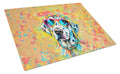Dalmatian Hippie Dawg Cutting Board Tempered Glass Kitchen Cutting Surface, Heat Resistant Chopping, Non-Slip Feet, Food Prep & Serving