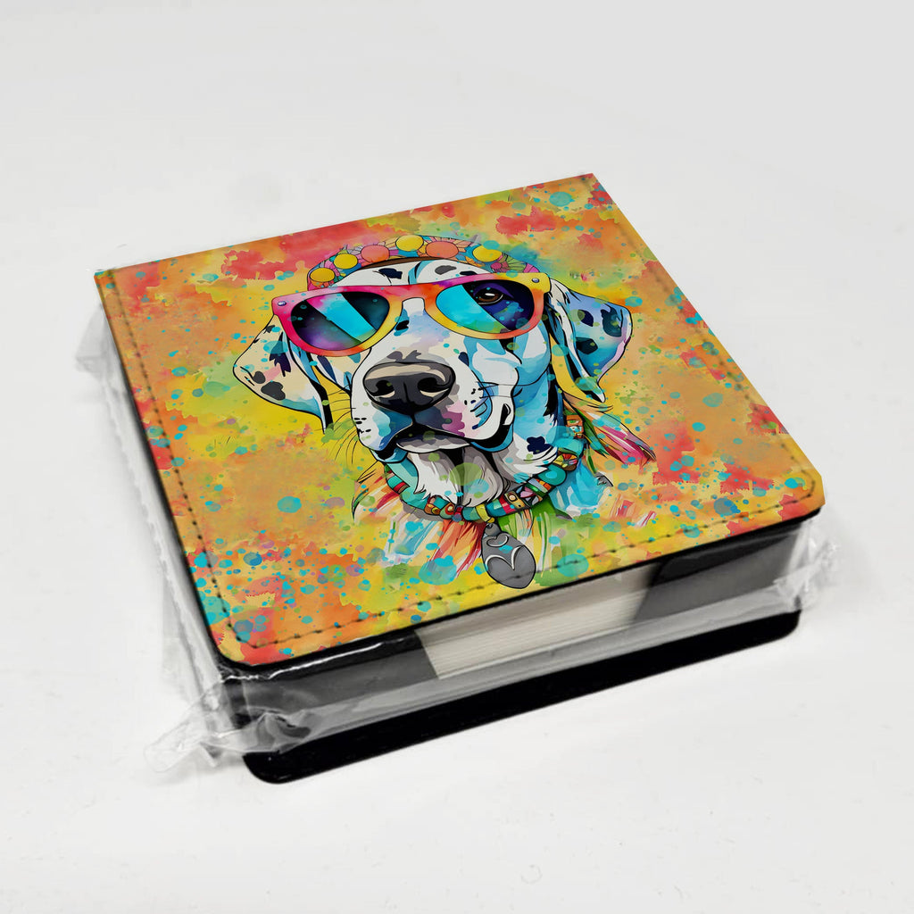 Dalmatian Hippie Dawg PU Leather Note Paper Holder with Artist-Designed Cover, Desk Accessory, Office Gift