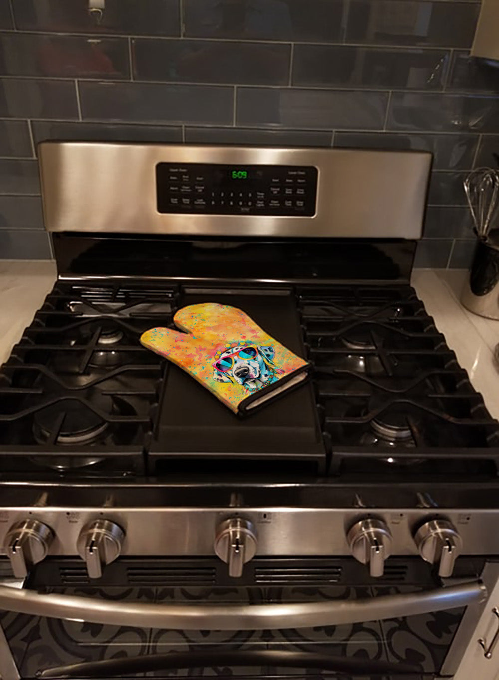 Dalmatian Hippie Dawg Oven Mitt Heat Resistant Thick Oven Mitt for Hot Pans and Oven, Kitchen Mitt Protect Hands, Cooking Baking Glove