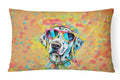 Dalmatian Hippie Dawg Decorative Throw Pillow 12x16 Indoor Outdoor Accent Cushion, Fabric Cover with Insert for Sofa, Bed, Porch & Living Room