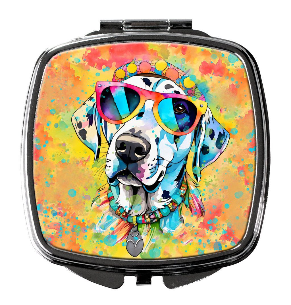 Dalmatian Hippie Dawg Compact Mirror Decorative Travel Makeup Mirror for Women Girls Gifts Pocket Makeup Mirror Folding Handheld