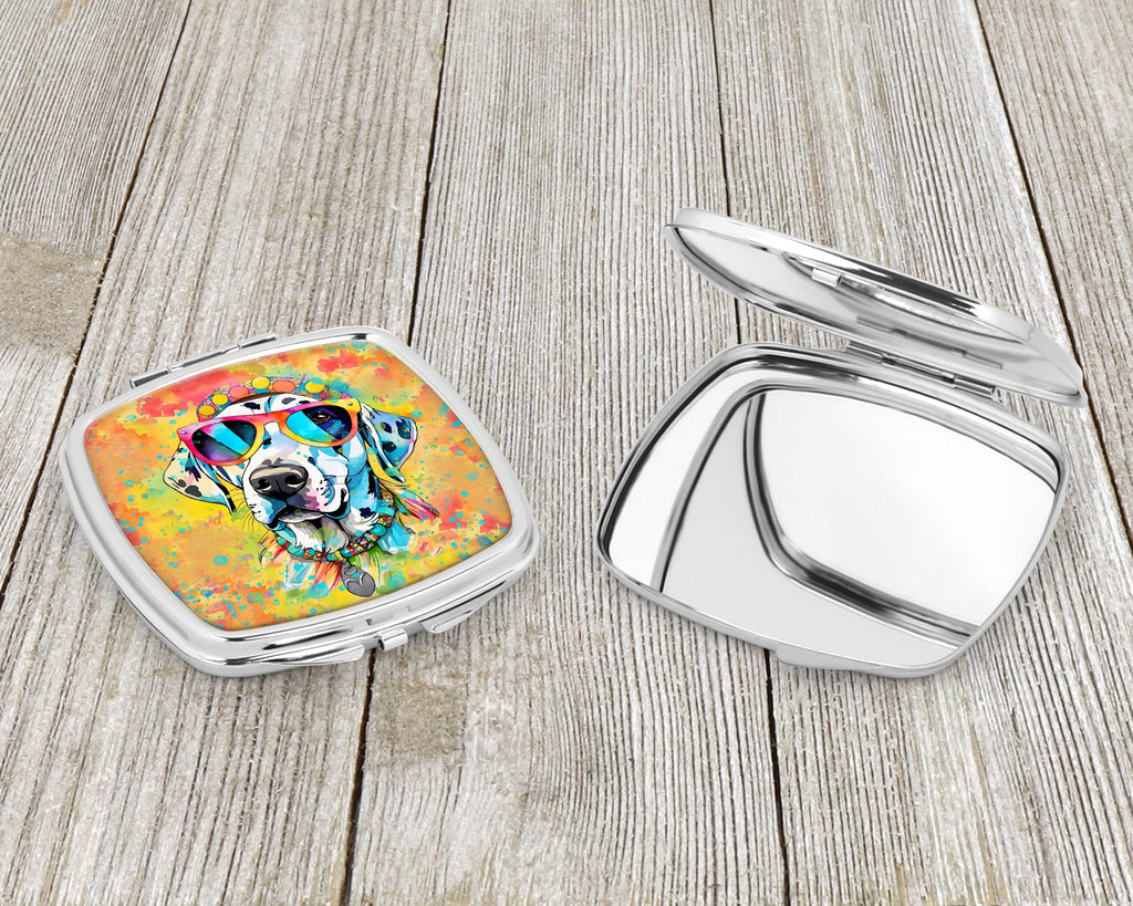 Dalmatian Hippie Dawg Compact Mirror Decorative Travel Makeup Mirror for Women Girls Gifts Pocket Makeup Mirror Folding Handheld