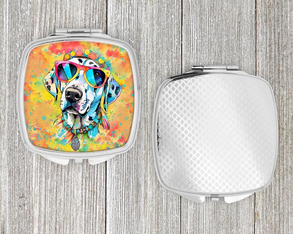 Dalmatian Hippie Dawg Compact Mirror Decorative Travel Makeup Mirror for Women Girls Gifts Pocket Makeup Mirror Folding Handheld