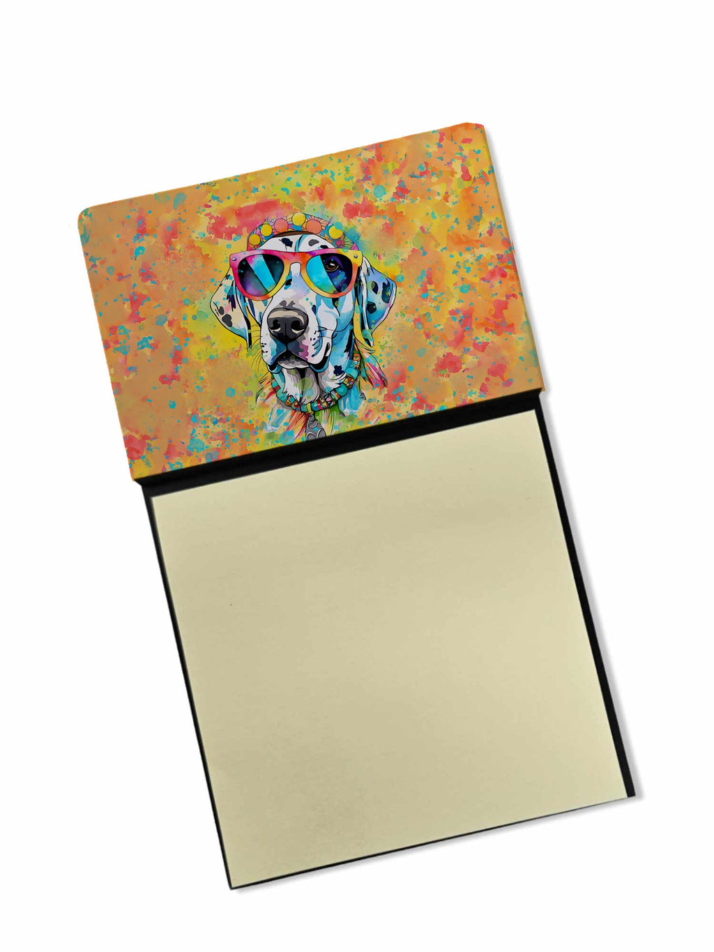 Dalmatian Hippie Dawg Watercolor Sticky Note Holder Refillable Dispenser Desk Accessory 3x3 Pad Gift