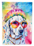 Dalmatian Hippie Dawg House Flag 28x40 Porch Sleeve Pole Decorative Outside Yard Banner Artwork Wall Hanging, Polyester