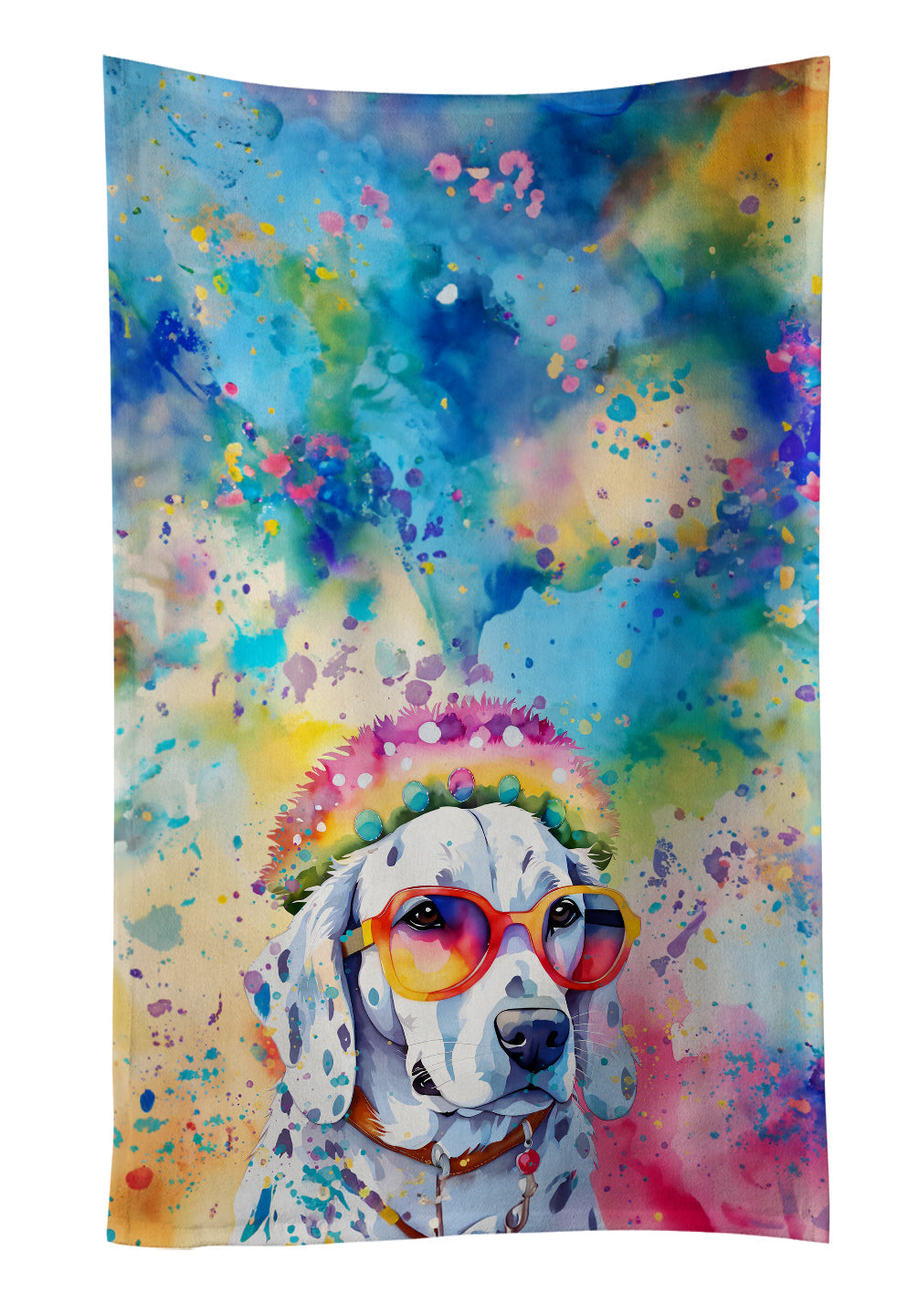 Dalmatian Hippie Dawg Kitchen Towel Velour Plush Front and Cotton Loop Back Machine Washable