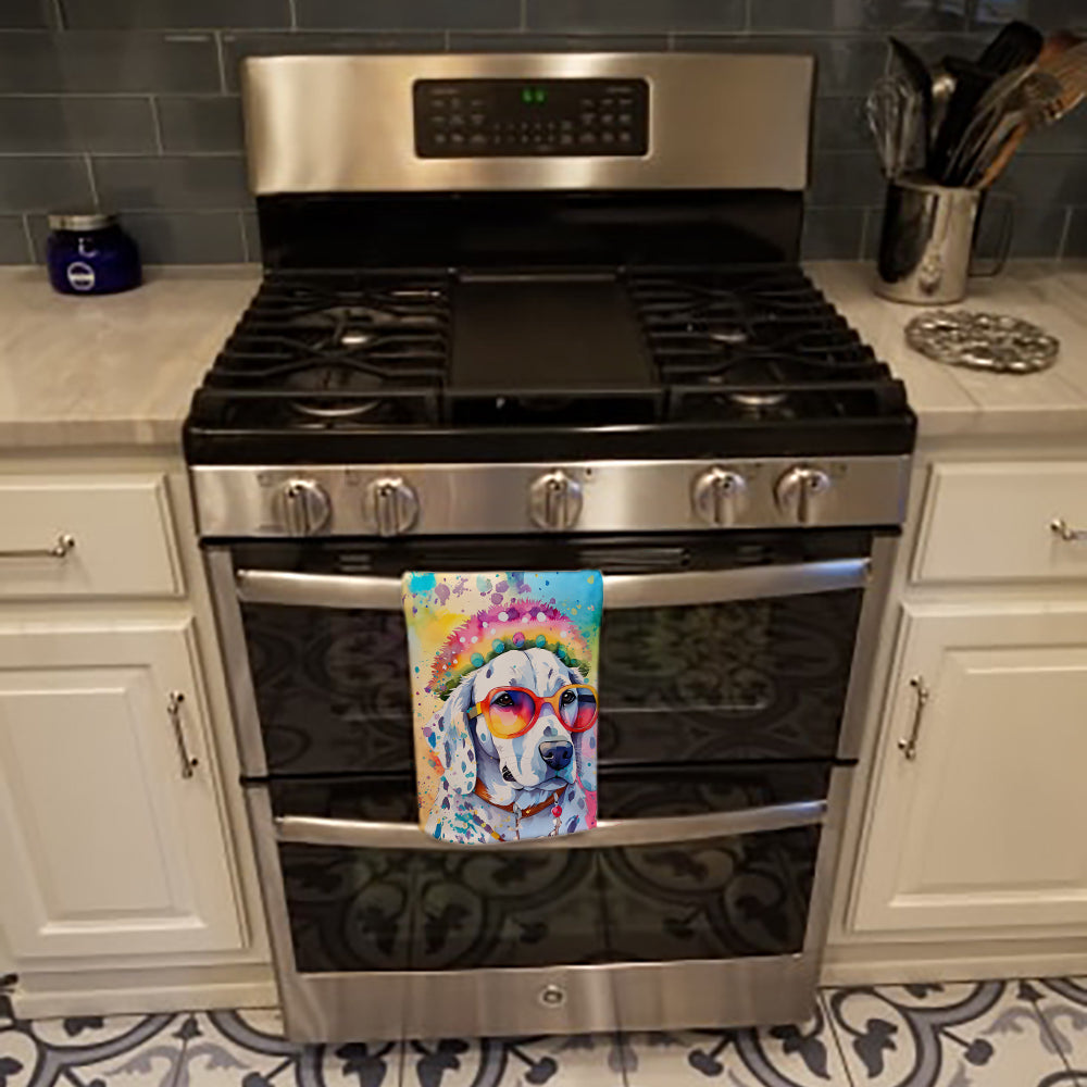 Dalmatian Hippie Dawg Kitchen Towel Velour Plush Front and Cotton Loop Back Machine Washable