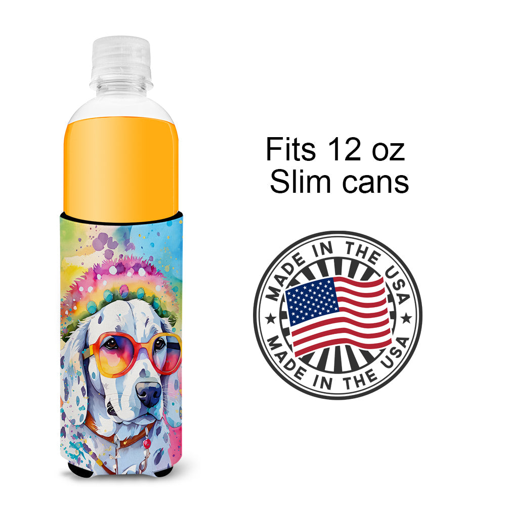 Dalmatian Hippie Dawg Slim Can Hugger , Insulated Foam Hugger for 12 oz Slim Cans, Beer Bottles & Water Bottles, Printed in USA
