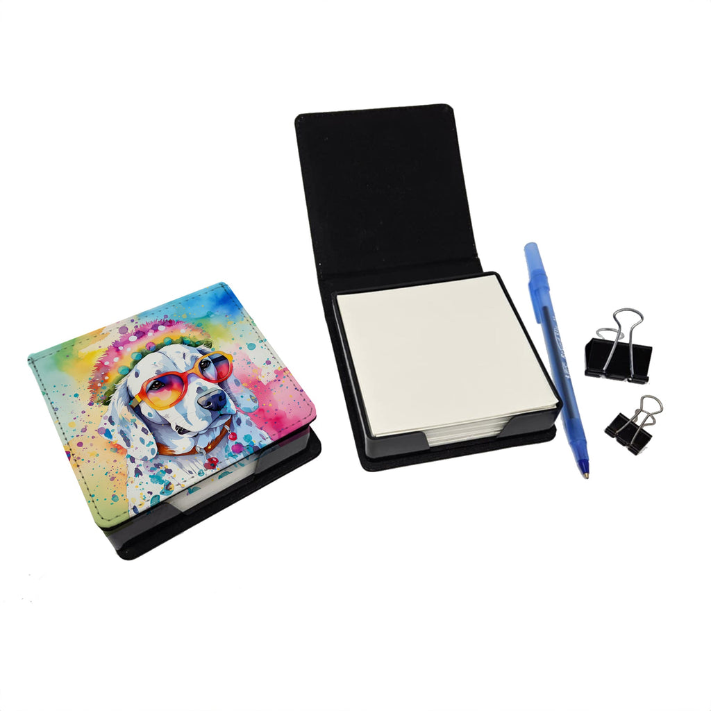 Dalmatian Hippie Dawg PU Leather Note Paper Holder with Artist-Designed Cover, Desk Accessory, Office Gift