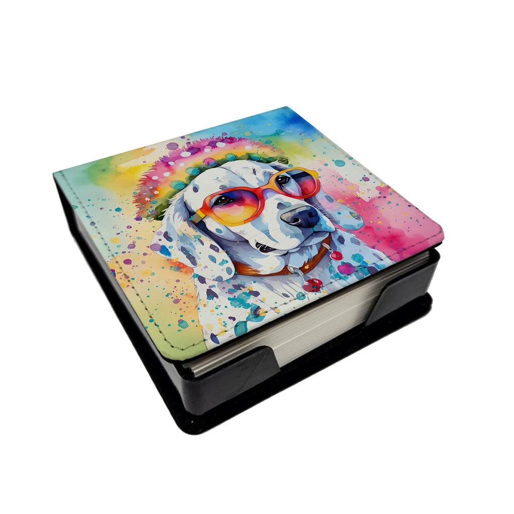 Dalmatian Hippie Dawg PU Leather Note Paper Holder with Artist-Designed Cover, Desk Accessory, Office Gift