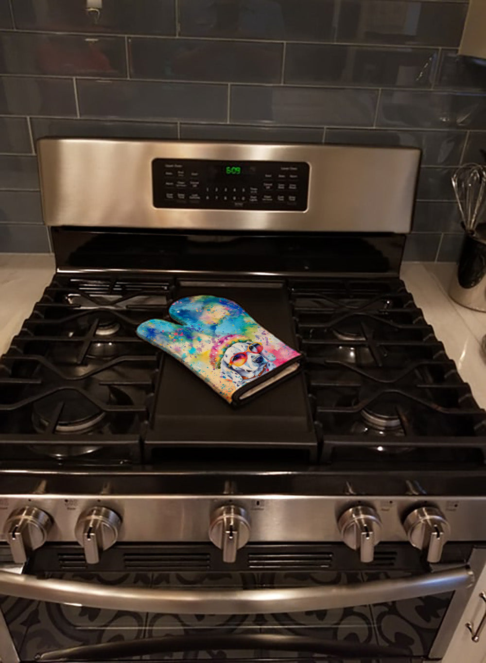 Dalmatian Hippie Dawg Oven Mitt Heat Resistant Thick Oven Mitt for Hot Pans and Oven, Kitchen Mitt Protect Hands, Cooking Baking Glove